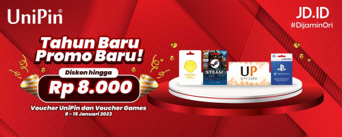 Tahun Baru, Promo Baru -  Promo Diskon hingga Rp 8.000 Voucher UniPin di  JD.ID