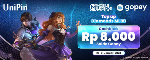 Januari – Top Up Diamonds MLBB Pakai GoPay Cashback Rp 8.000 Saldo GoPay di UniPin!