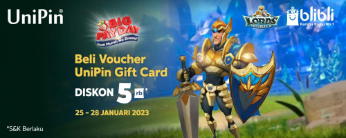 Promo Diskon Rp 5.000 Voucher UniPin di Big Payday Januari Blibli 2023