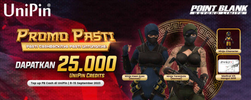 PROMO PASTI – Pasti Cashbacknya, Pasti Untungnya! Dapatkan In-Game PB & 25.000 UniPin Credits Setiap Hari!