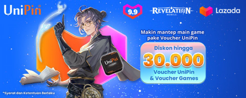 Makin mantep Main Game dengan Voucher UniPin – Promo Diskon hingga Rp30.000 Voucher UniPin dan Voucher Games di 9.9 Lazada 2023