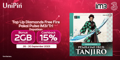 Dapatkan Tanjiro Bundle dan Bonus Lainnya dengan Top Up Diamonds Free Fire Pakai Pulsa IM3/Tri!
