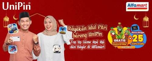 Rayakan Idul Fitri bareng UniPin – Top Up Game di UniPin dan Bayar di Alfamart, Gratis Frestea 500ml + Bonus hingga 25rb UniPin Credits