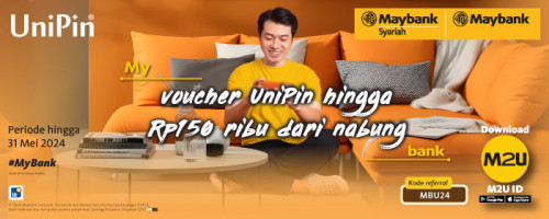 Nabung Makin Seru dengan Bonus Voucher UniPin Hingga Rp150 ribu dari Maybank!