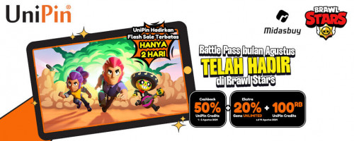 Battle Pass bulan Agustus telah Hadir! Top Up Brawl Stars di UniPin – Raih Cashback 50% UniPin Credits + Ekstra 20% Gems Tanpa Batas!