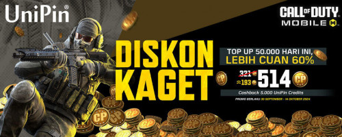 [Diskon Kaget] Top Up COD Points di UniPin & Dapatkan Ekstra Bonus +60% CP + Cashback UniPin Credits