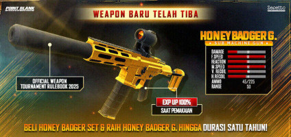 Honey Badger Gold, Senjata Sub Machine Gun Terbaru Gim Point Blank Rilis Hari Ini