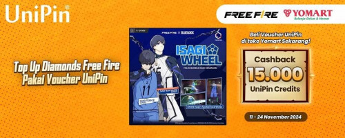 Beli Voucher UniPin di Yomart – Top Up Diamonds Free Fire pakai Voucher UniPin, Dapatkan Cashback 15,000 UniPin Credits