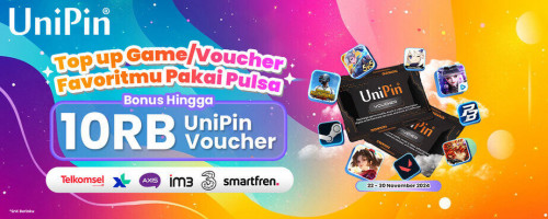 Top Up Game/Voucher Favoritmu Pakai Pulsa dan Raih Bonus hingga 10Ribu Voucher UniPin!