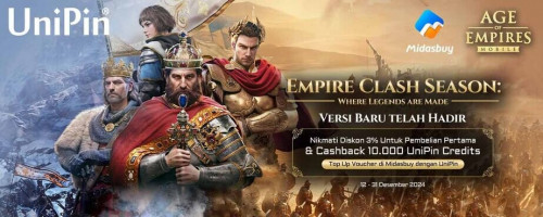 Wrath of the Gods telah Hadir di Age of Empires Mobile - Top Up Voucher di UniPin & Nikmati Diskon 3% Pembelian Pertama + Cashback 10.000 UniPin Credits