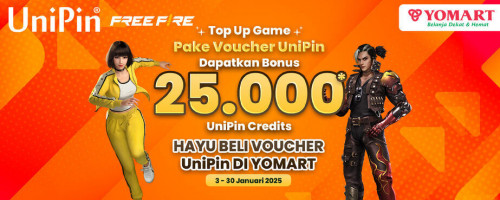 Beli Voucher UniPin di Yomart – Top Up Game dan Dapatkan Bonus 25,000 UniPin Credits