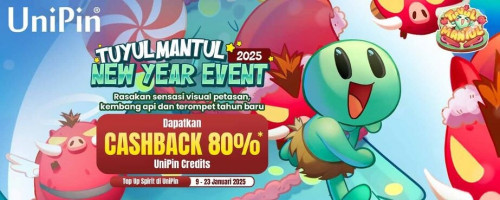 [New Year Event] Sambut Tahun Baru 2025 dengan Visual Petasan dan Kembang Api dari TuyulMantul! Top Up & Dapatkan Cashback 80% UniPin Credits