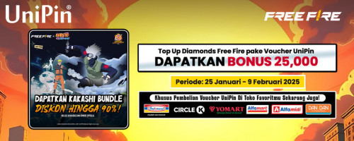 Diskon Besar-Besaran hingga 90%! Dapatkan Kakashi Bundle dan Bonus Hingga 25.000 dengan Promo Spesial UniPin x Free Fire