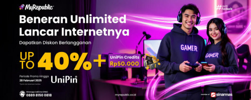 Promo Terbatas! Langganan MyRepublic di UniPin Sekarang! Dapatkan Diskon Hingga 40% + Bonus Voucher UniPin Rp50,000