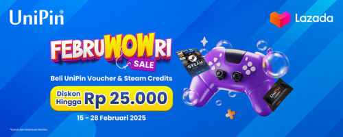FEBRUWOWRI SALE! Diskon UniPin Voucher & Steam Credits hingga Rp25.000 hanya di Lazada!