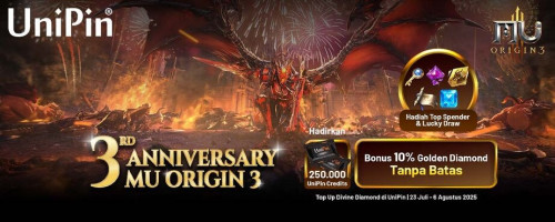 Rayakan 3rd Anniversary MU ORIGIN 3 bersama UniPin Banyak Bonusnya!