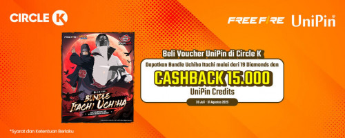 Dapatkan Bundle Itachi Uchiha & Cashback 15.000 UniPin Credits di Circle K!