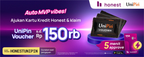 Ajukan Kartu Kredit Honest dan dapatkan UniPin Voucher hingga Rp150.000 untuk Top Up Game Favoritmu!