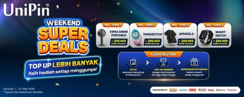 Weekend Super Deals! Top Up Voucher UniPin Sebanyak-banyaknya, Menangkan Hadiah Tiap Minggu!